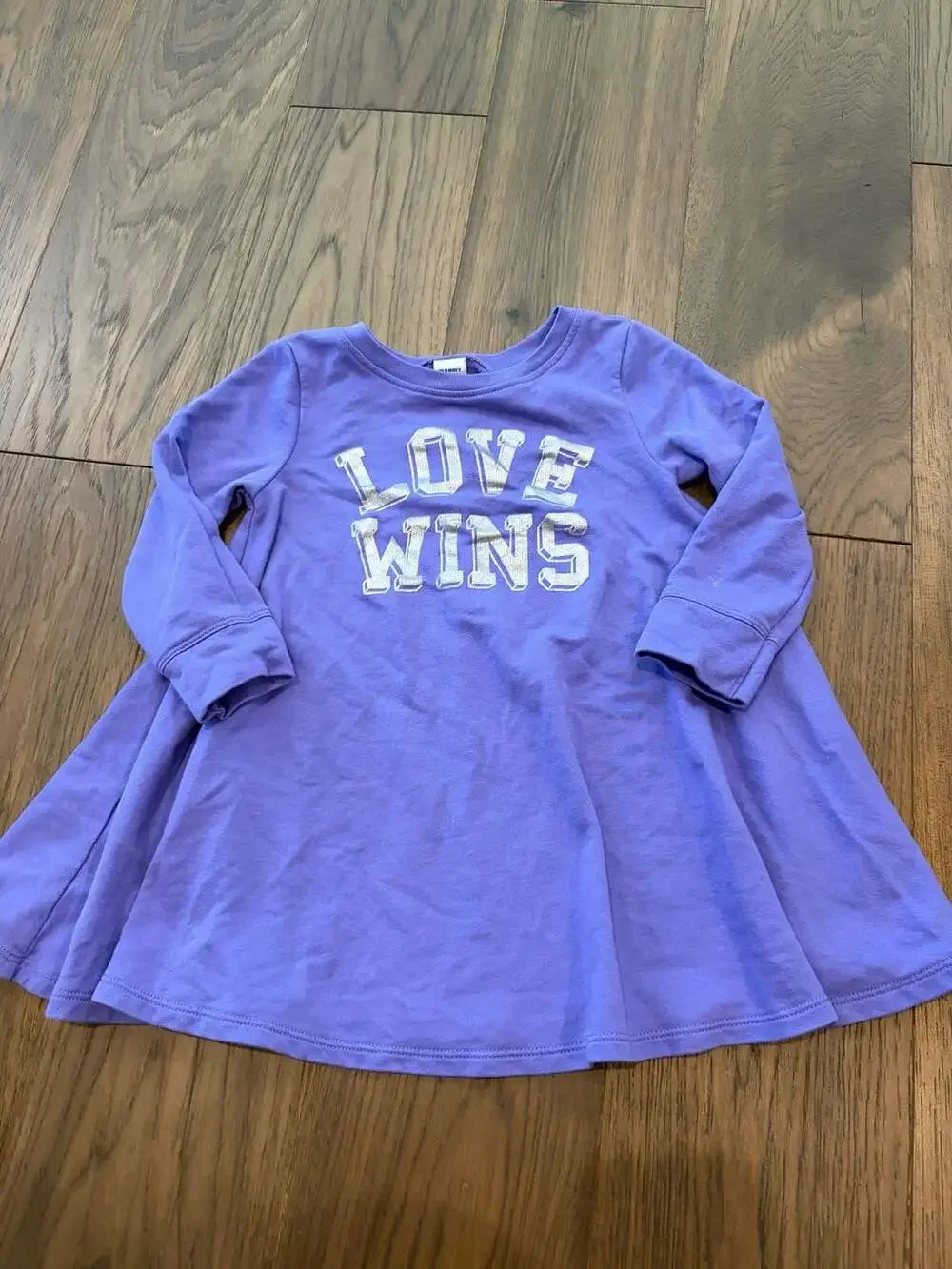 Old Navy Purple LOVE WINS Long Sleeve Swing Dress